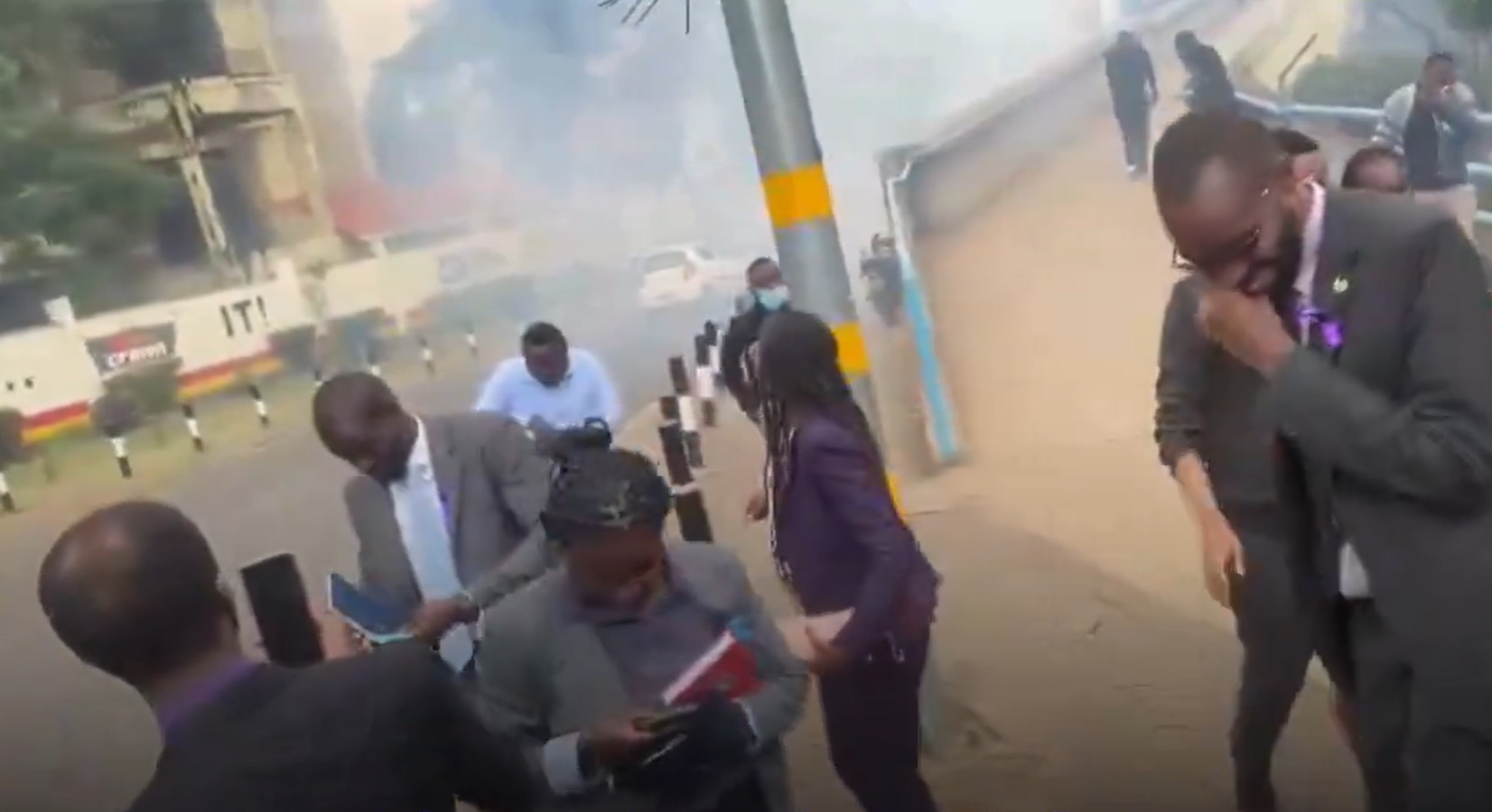 A screengrab image of lawyers teargassed at Central Police Station.